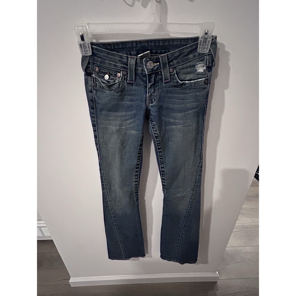 Vintage Y2K True Religion Joey Women's 24 Low Rise Flare Jeans Medium Distressed